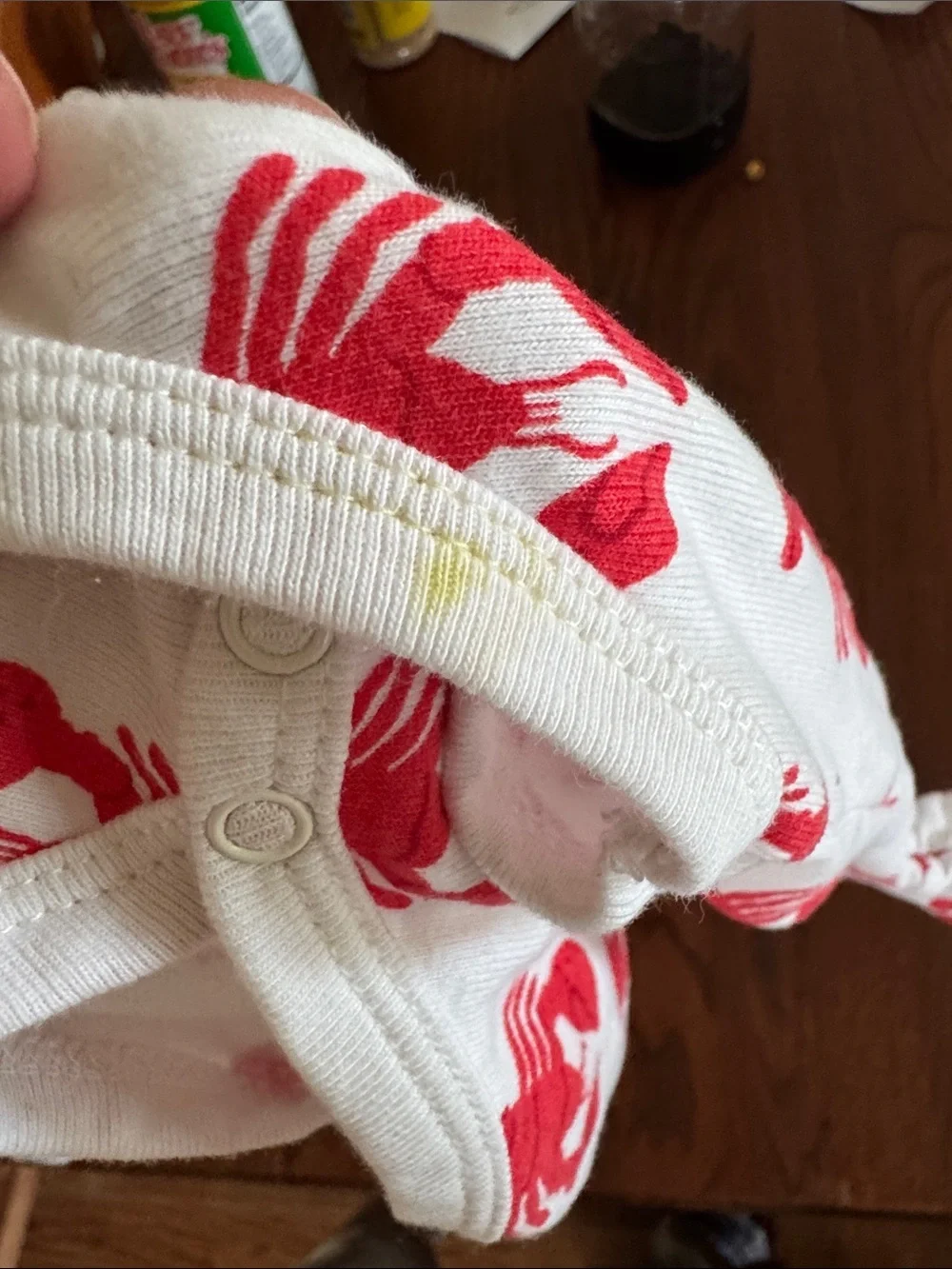 M+A White & Red Lobster Print Baby Bodysuit size 0-3M